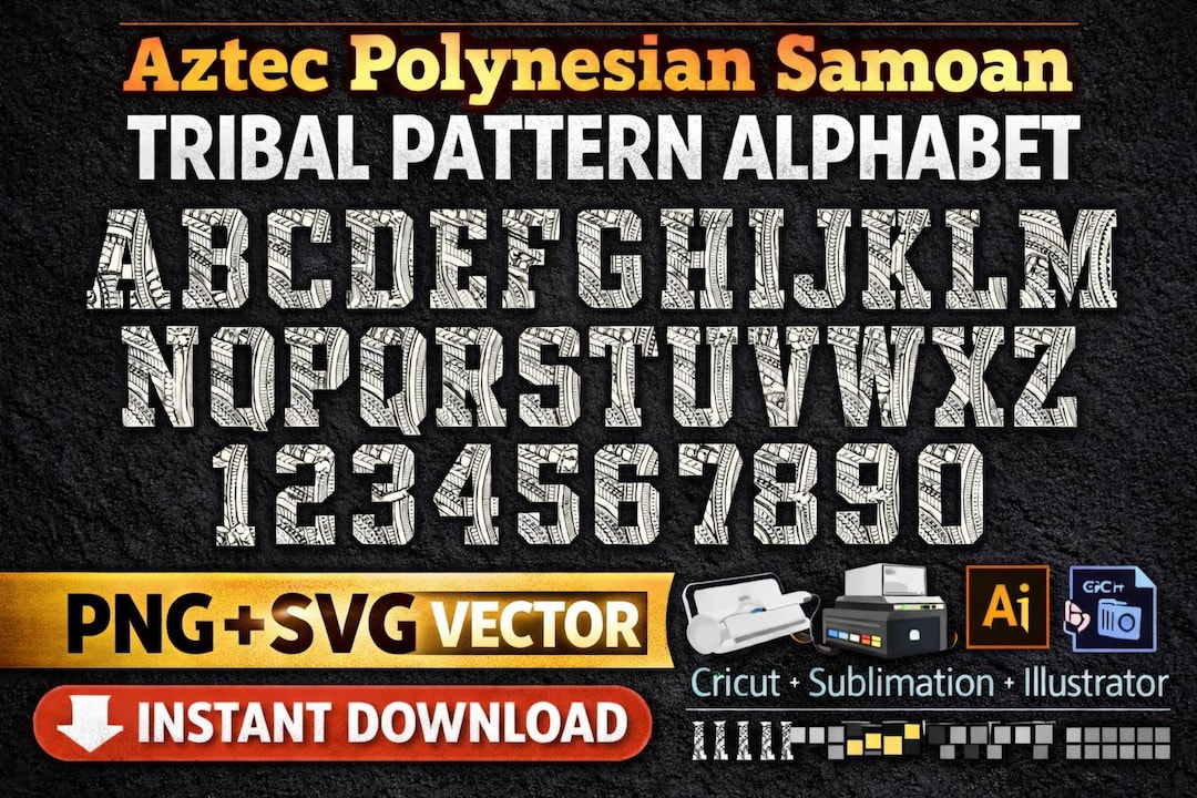 Samoa Lettering Aztec Polynesian Samoan Tribal Alphabet PNG SVG (digital Download) - Etsy