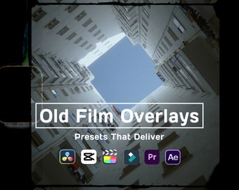 32 Overlays, Old Film, 8 mm Film, Color Burn, Retro Video Effect, Video Editing, DaVinci Resolve, Final Cut Pro, Premiere Pro... Drag&Drop