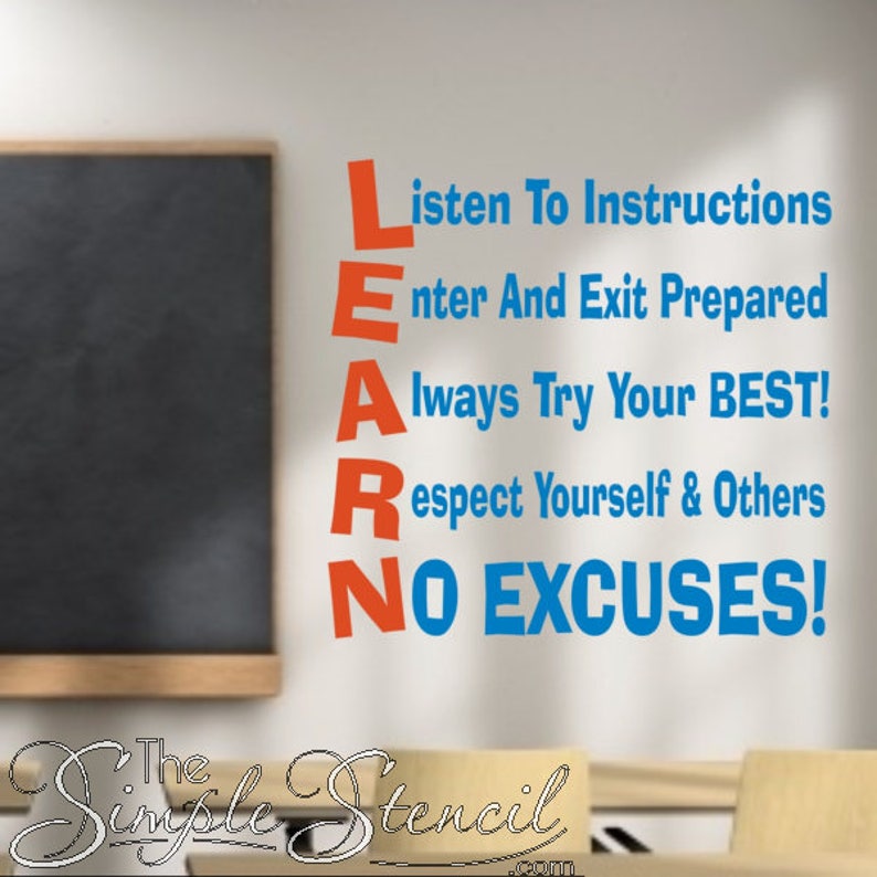 learn vinyl wall art decal for school classrooms & | etsy