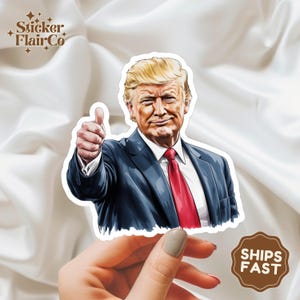 Pegatina de Donald Trump con el pulgar hacia arriba: vinilo con meme político