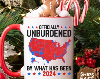 Trump 2024 Coffee Mug: Officially Unburdened, MAGA Gift (11oz, 15oz)