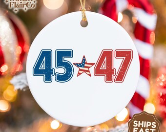 Trump 45 47 Ceramic Ornament: MAGA Christmas Tree Decoration