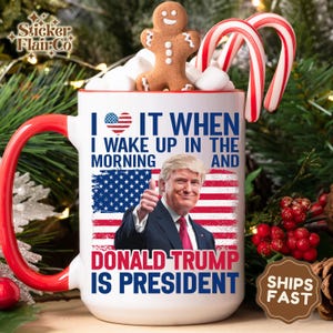 I Love It When I Wake Up In The Morning And Donald Trump Is President Coffee Mug, Republican Gift, President Trump Mug, Trump Mug