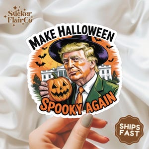 Pegatina de calabaza de Trump para Halloween: un divertido regalo político