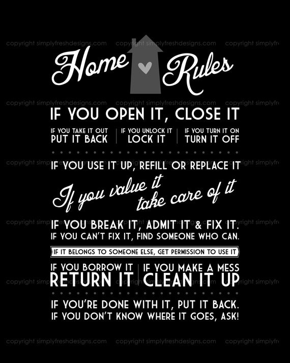 Home Rules Instant Download Etsy