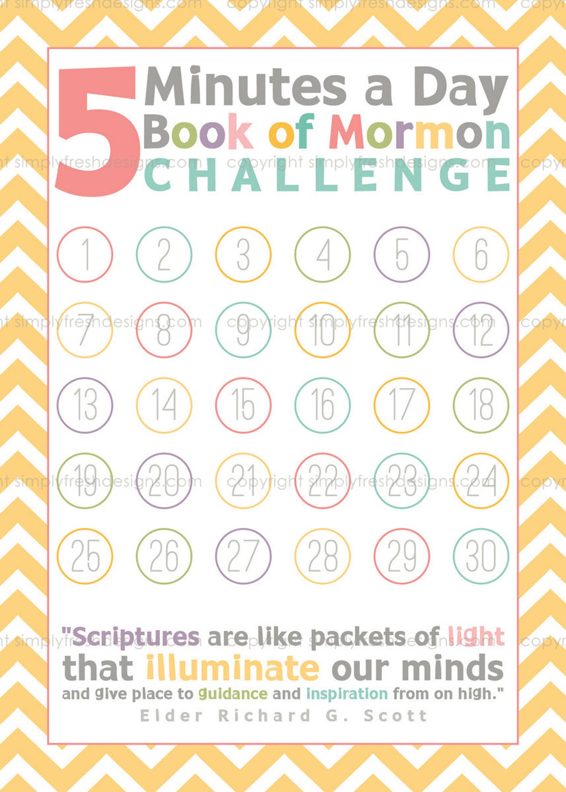 Book of Mormon Reading Charts BY DATE Instant Download Etsy