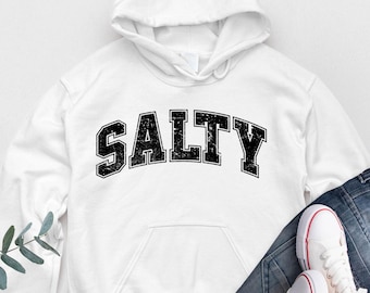 Salty Hooded Sweatshirt, Summer Beach Hoodie, Funny Beach Pullover, Coastal Vibes Gift For Him or Her, Be Salty Hoodie, Ocean Theme Gift