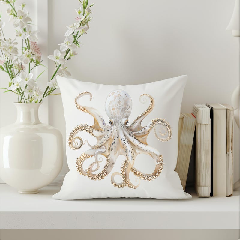 Wood Beaded Pillow- Octopus main image 1