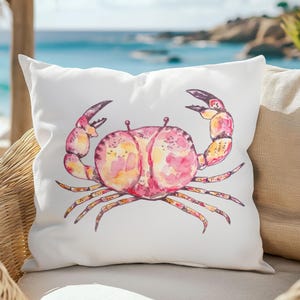 Beach House Decor, Coastal Decor Housewarming Gift, Nautical Cushion, Sea Creature Gift, Coastal Home Accent, Crab Theme, Beach Vibes Decor