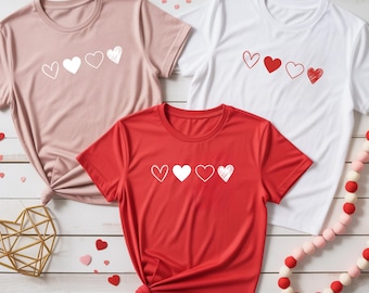 Doodle Hearts Tshirt, Valentines Day Shirt, Lover Shirt, Couple Gift Shirt, Cute Gift Tee, Valentines Day Shirt for Women, Valentine Theme