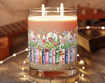 Books and Butterflies Scented Soy Candle, Gift For Book Lovers, Pastel Bookish Candle, Cute Cottagecore Home Decor, Library Books Candle