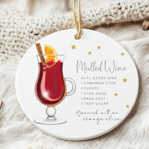 Ceramic Ornament, Christmas Tree Decor, Holiday Gift, Festive Decoration, Winter Home Decor, Fun Christmas Cocktail Recipe Drink Gift Ideas