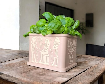 Egyptian-Inspired 3D-Printed Planter & Storage Box – Ancient Hieroglyphic Home Décor, Unique Gift, Functional Art
