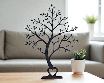 Minimalist Tree Sculpture: 3D Printed Heart Base Decor - Custom Colors