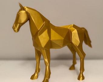 Geometric Horse Sculpture – Modern 3D Printed Figurine, Minimalist Animal Statue, Desk & Home Decor Gift