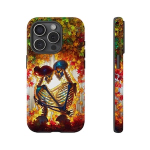 Herbst Ahorn Blätter Tough Cases, Glasmalerei Skelett Samsung Hülle, Skelett Paar Handyhülle, Halloween Skelett Handyhülle, Gothic