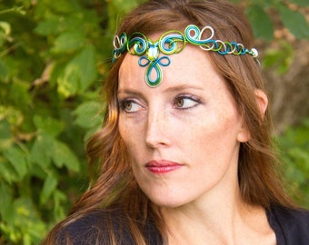 Elven Circlet - TREASURED - Celtic Hand Wire Wrapped - Choose Your Own COLORS - Crown Tiara Elvish Headband
