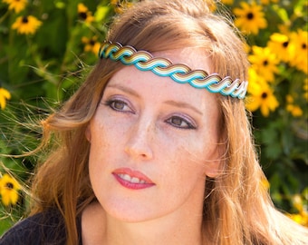 Celtic Wave Headband Wire Wrapped - 4 Wires - Choose Your Own COLORS - Elven Circlet Boho Chic Renaissance Wedding