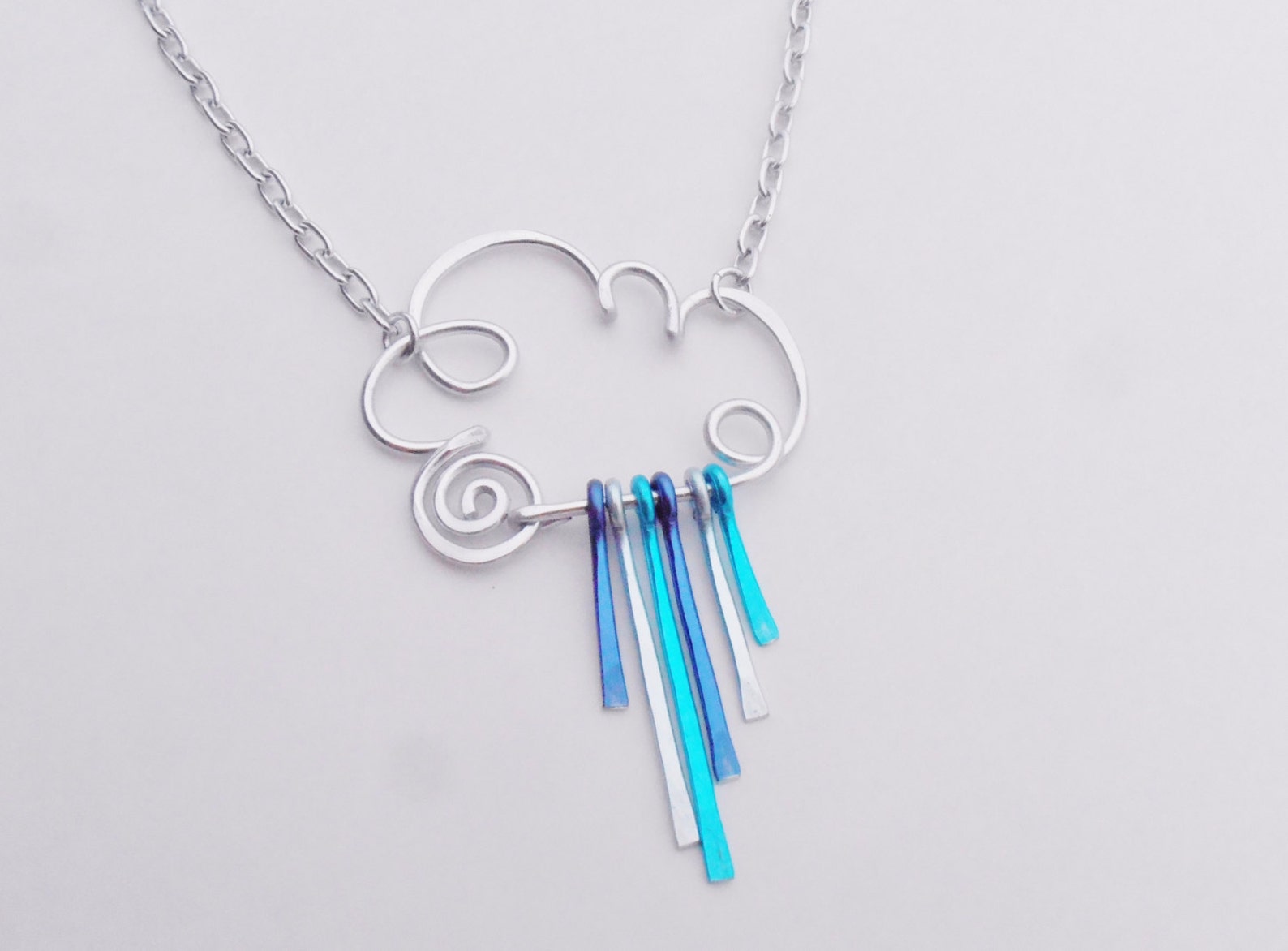 Rain Cloud Necklace - Choose Rainbow or Raindrops or All Silver Wizard ...