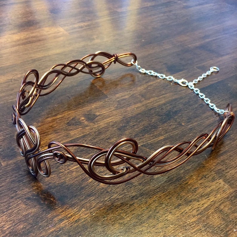 Elven Circlet BLEEDING HEART Celtic Hand Wire Wrapped Crown Tiara Bridal Wedding Hairpiece headband Choose Your Own COLORS