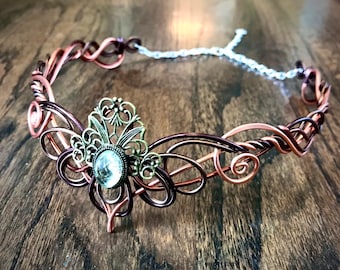Vintage Style Elven Circlet - Hand Wire Wrapped - Fairy Faerie Bridal Crown Wedding Tiara - Cosplay Festival Wear - Art Nouveau Headband