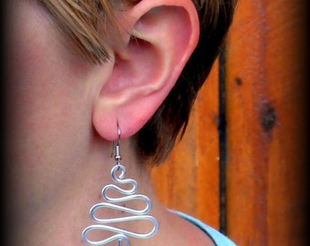 Hammered Wire Work Christmas Tree Earrings - customize your own color