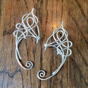 Wire Elf Ears Ear Cuffs Pair Ear Wraps Pixie Fairy Choose Your Color Aluminum Wire Filigree hypoallergenic image 1