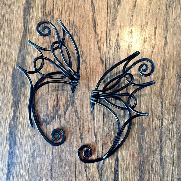 Wire Elf Ears Ear Cuffs - Pair Ear Wraps - Pixie Fairy Bat Dragon Wing - Choose Your Color - Aluminum Wire Filigree - hypoallergenic