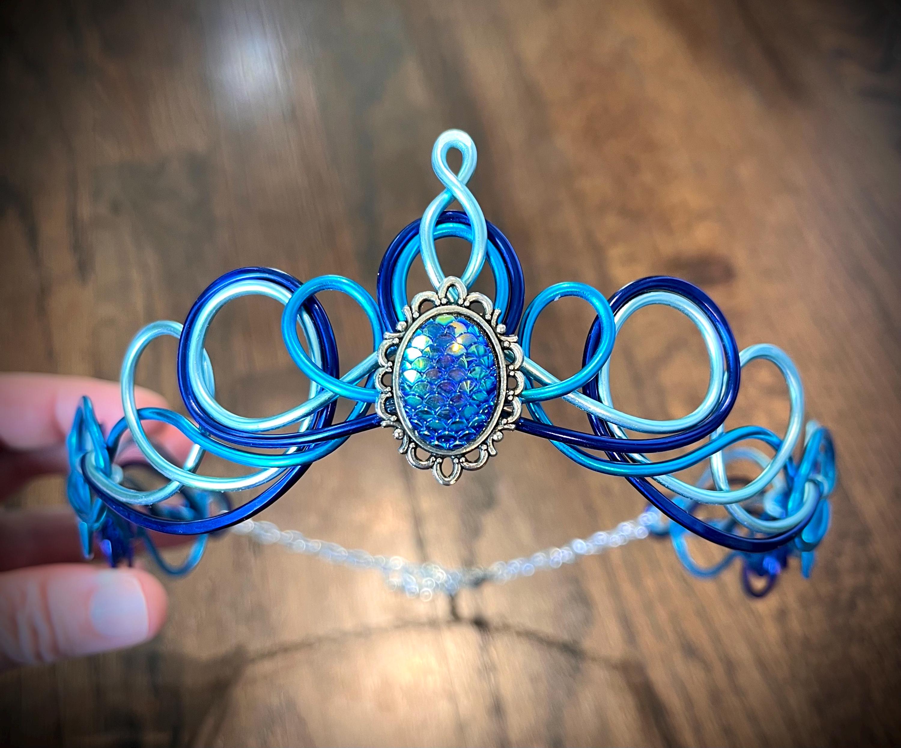 Under the Sea- Handmade Turquoise & Crystal Wire-Wrapped Women’s Headband diy mermaid headband idea/ diy headband/ under the sea  main image 2