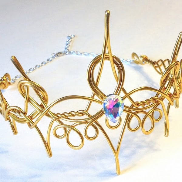 Gold REGINA Regal Queen Crown - Hand Wire Wrapped - Choose Your Own COLOR - Cosplay Circlet Bridal Tiara Wedding Hairpiece