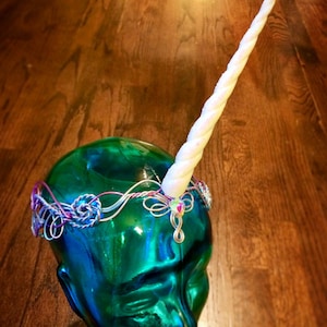 Iridescent Glitter UNICORN HORN Headband Fantasy Circlet - Crown Tiara Cosplay - Choose Your Color Combo - Hand Wire Wrapped