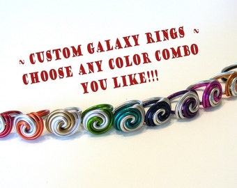 Galaxy Swirl Ring - Spiral Knot - Rosebud - Choose your Colors