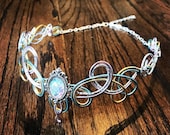 Pastel Rainbow Sea Fae Crown - Wire Wrapped - Mermaid Scales - Swimmable - Bridal Tiara Wedding Headband Headpiece - Elven Circlet