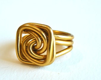 Wire Square Knot Ring - Custom Made - Choose Your Color