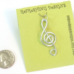 Treble Clef Music Pendant Choose your Color and Size image 2