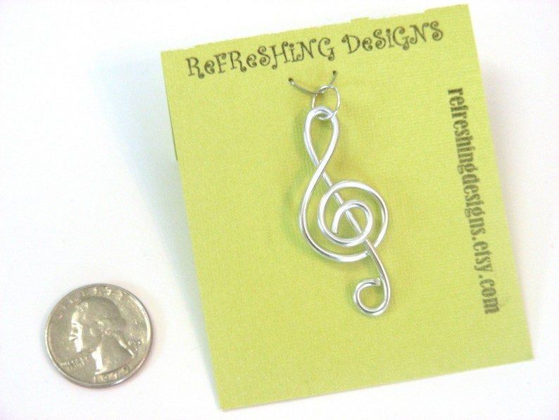 Treble Clef Music Pendant Choose your Color and Size image 2