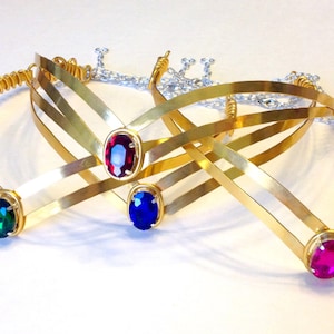 SAILOR MOON Tiara Jewel Headband Choose Your Own COLOR Cosplay Scout Costume Headpiece Hand Crafted Metal image 3