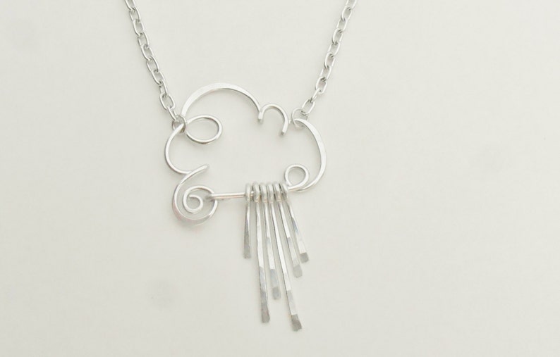 Rain Cloud Necklace - Choose Rainbow or Raindrops or All Silver Wizard ...