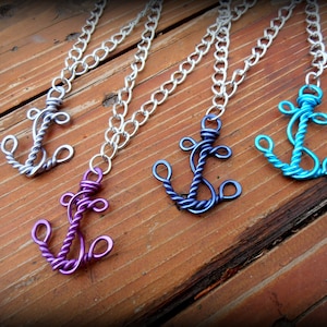 Wire Work Anchor - Nautical Faith and Hope Necklace - Choose your own Color