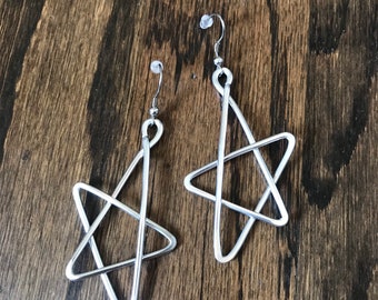 STAR Earrings - Large Handmade Hammered metal wire work - customize your own color