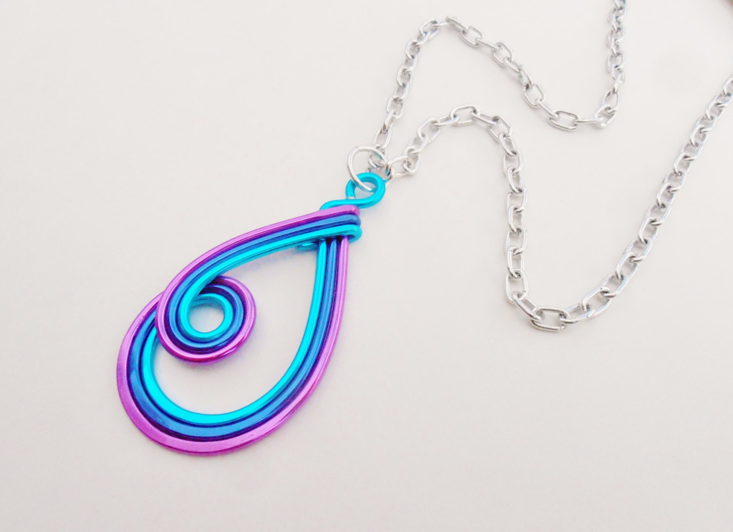 TriColored Tear Drop Necklace Customize Your Colors Etsy