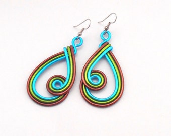 Tri-colored Tear Drop Earrings -  Customize your Colors