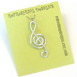 Treble Clef Music Pendant Choose your Color and Size image 1