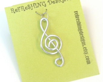Treble Clef Music Pendant - Choose your Color and Size