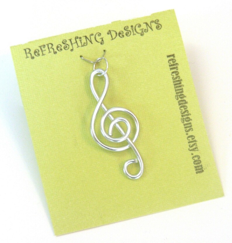 Treble Clef Music Pendant Choose your Color and Size image 1