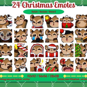 24 Christmas Reindeer Emotes Bundle - Youtube , Twitch , Discord // Kallum_Virilia
