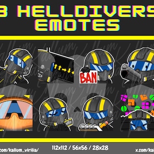 8 Helldivers emotes pack - Youtube , Twitch , Discord // Kallum_Virilia