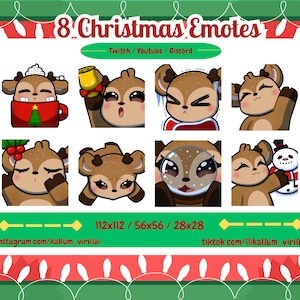 8 Christmas Reindeer emotes pack - Youtube , Twitch , Discord // Kallum_Virilia