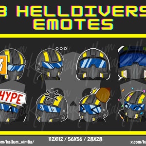 8 Helldivers emotes pack - Youtube , Twitch , Discord // Kallum_Virilia