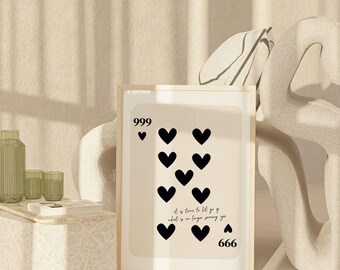 Angel Number 999 Printable, Playing Card Print, Instant Download, Minimalist Wall Art, Angel Number 999 Poster Art Print, Manifestation Art